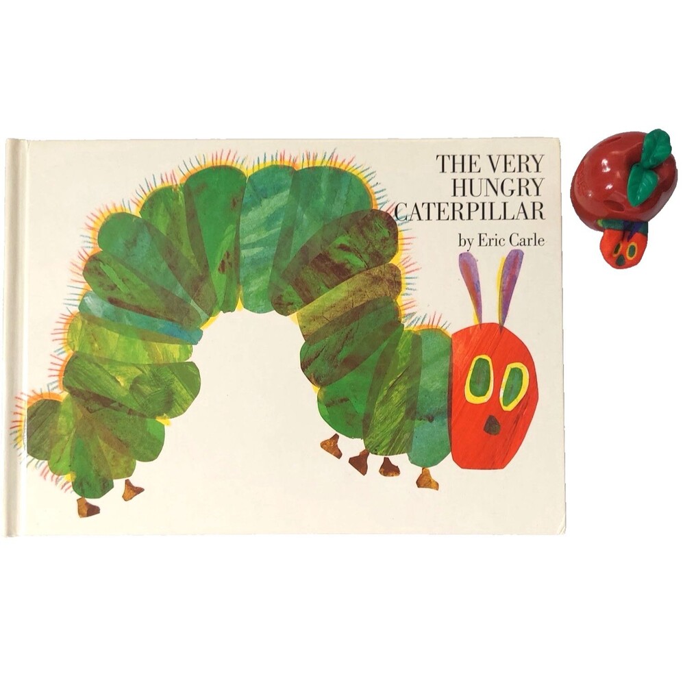 The Very Hungry Caterpillar Eric Carle 1987 Hardcover Book Vintage Finger Puppet